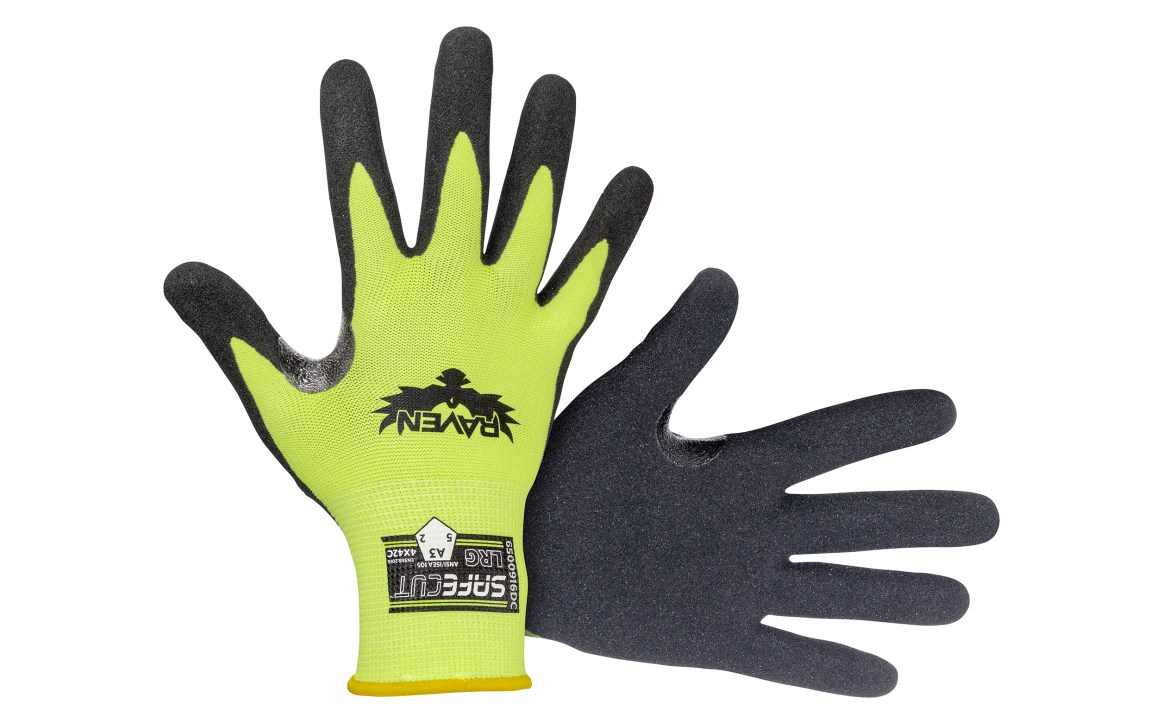 SAS Safety Group | Hi-Viz Raven® Safecut™ A3 Sandy Nitrile Palm Glove